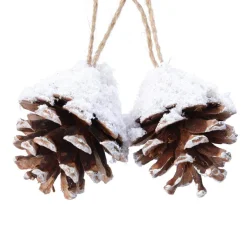 KAEMINGK Lot de 2 pommes de pin à suspendre (H6 cm) Pini Naturel Outlet