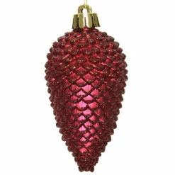KAEMINGK Lot de 6 pommes de pin à suspendre (H8 cm) Alpine Bordeaux Discount