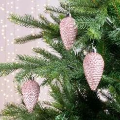 KAEMINGK Lot de 6 pommes de pin à suspendre (H8 cm) Alpine Rose poudré Sale