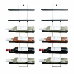 EMINZA Lot de 2 porte-bouteilles muraux métal 12 emplacements (H139 cm) Léo Noir Best