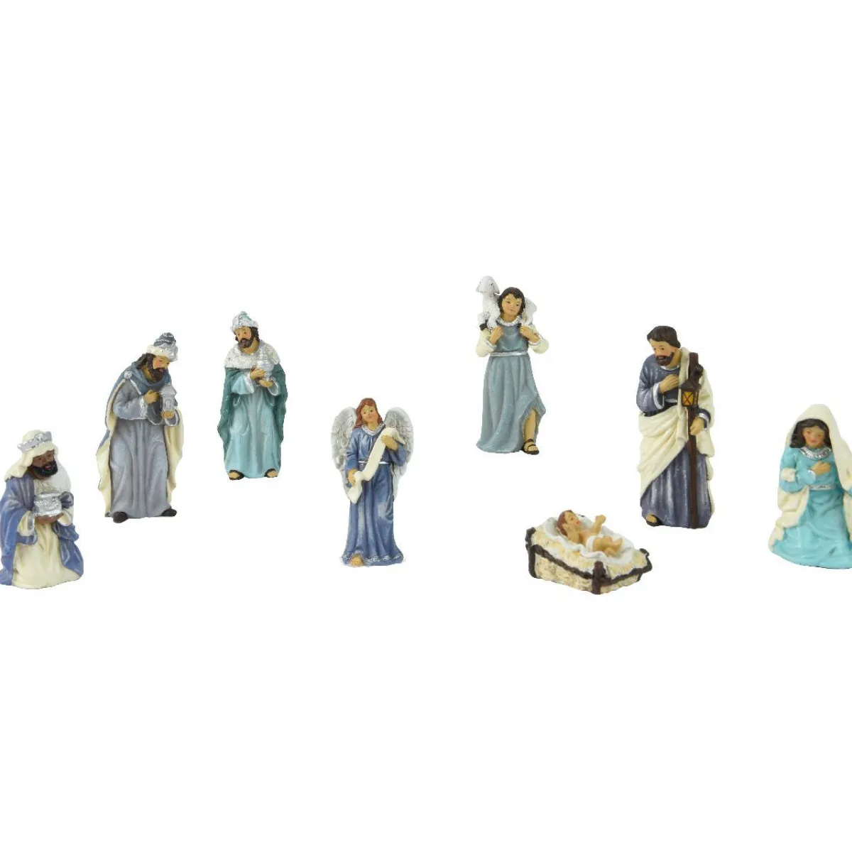 KAEMINGK Lot de 8 santons (Hauteur 9 cm) de Clémence Bleu