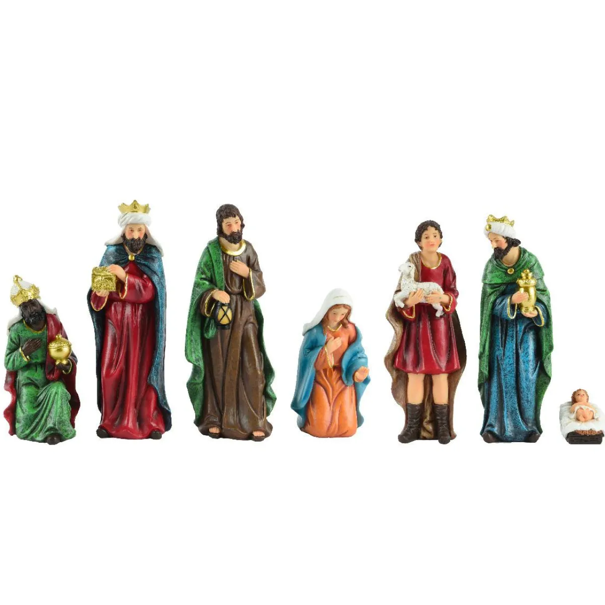 KAEMINGK Lot de 7 santons (Hauteur 12,50 cm) d'Achille Multicolore Hot
