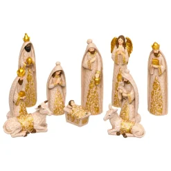 JJA Lot de 10 santons (Hauteur 20 cm) D'Adonis Or