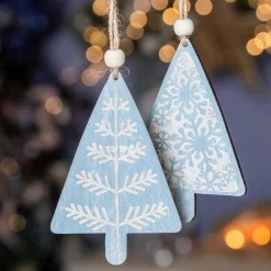 KAEMINGK Lot de 2 sapins à suspendre (H11 cm) Moïna Bleu New