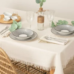 ATMOSPHERA Lot de 2 serviettes coton (40 x 40 cm) Maha hes Blanc Hot