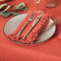 ATMOSPHERA Lot de 2 serviettes coton (40 x 40 cm) Maha Terracotta Discount