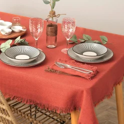 ATMOSPHERA Lot de 2 serviettes coton (40 x 40 cm) Maha Terracotta Discount