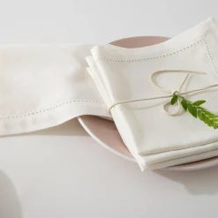 ATMOSPHERA Lot de 4 serviettes coton (40 x 40 cm) Chambray Ecru Sale