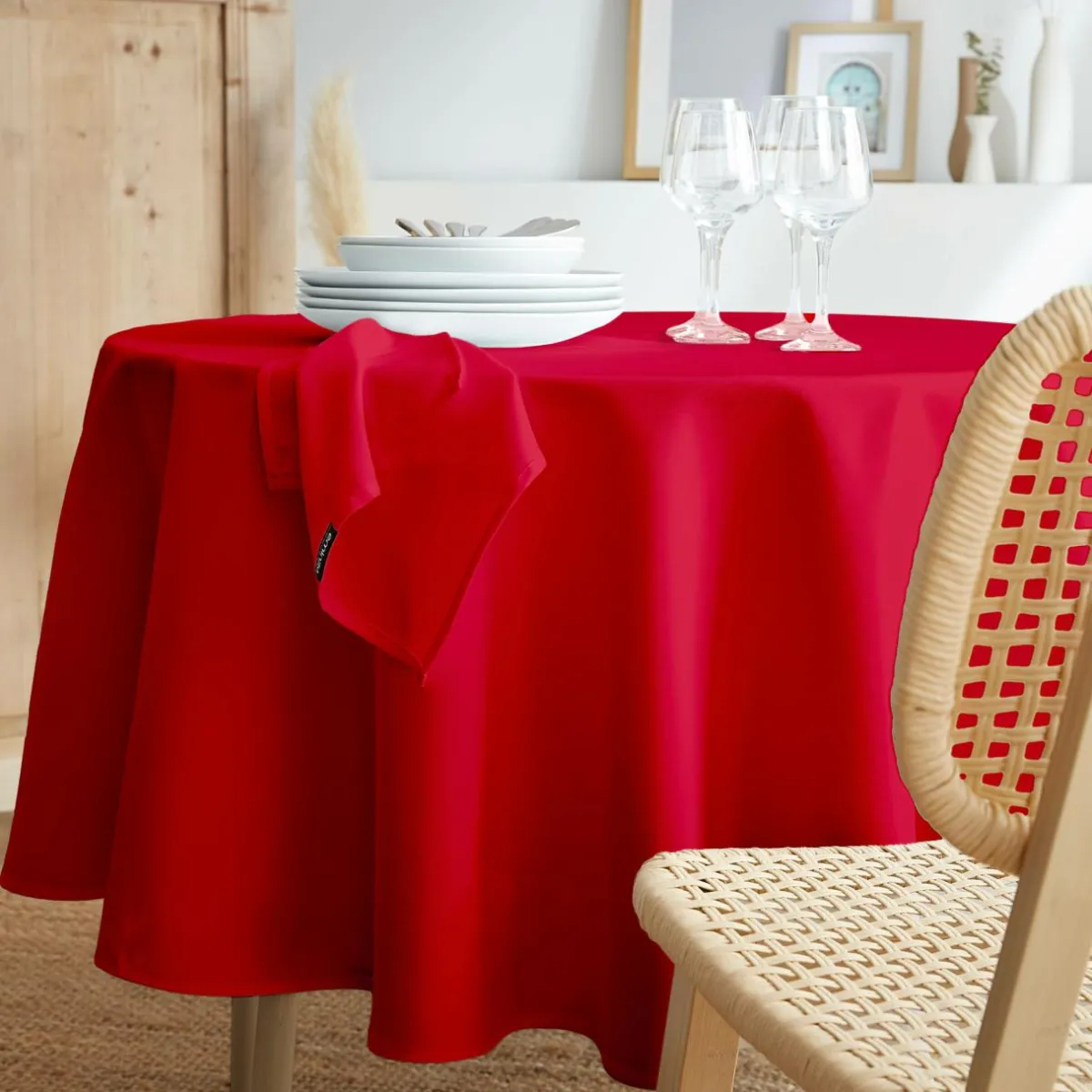 EMINZA Lot de 3 serviettes de table polyester (40 x 40 cm) Elise s Rouge Hot