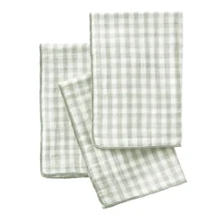 EMINZA Lot de 3 serviettes gaze de coton (40 x 40 cm) Gaïa vichy Vert Eucalyptus Discount