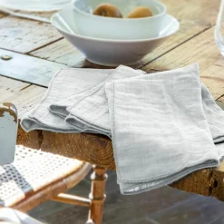 EMINZA Lot de 3 serviettes gaze de coton (40 x 40 cm) Gaïa Gris nuage Gris clair Outlet