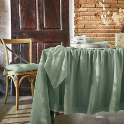 EMINZA Lot de 3 serviettes gaze de coton (40 x 40 cm) Gaïa Vert Eucalyptus Hot