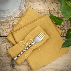 EMINZA Lot de 3 serviettes gaze de coton (40 x 40 cm) Gaïa Jaune safran Discount