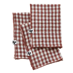 EMINZA Lot de 3 serviettes gaze de coton (40 x 40 cm) Gaïa vichy Terracotta Clearance