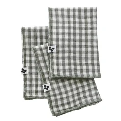 EMINZA Lot de 3 serviettes gaze de coton (40 x 40 cm) Gaïa vichy Vert romarin Best