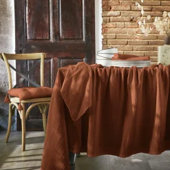 EMINZA Lot de 3 serviettes gaze de coton (40 x 40 cm) Gaïa Terracotta Clearance