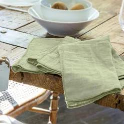 EMINZA Lot de 3 serviettes gaze de coton (40 x 40 cm) Gaïa Vert tilleul Online