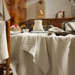 EMINZA Lot de 3 serviettes lin lavé (40 x 40 cm) Louise s Beige Hot