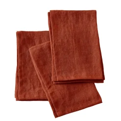 EMINZA Lot de 3 serviettes lin lavé (40 x 40 cm) Louise Terracotta Outlet