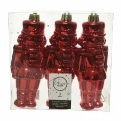 KAEMINGK Lot de 3 soldats Casse-noisette à suspendre (H14 cm) Gédéon Rouge Outlet
