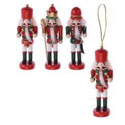 KOOPMAN Lot de 3 soldats Casse-noisette à suspendre (H12 cm) Hector Rouge New