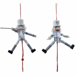KAEMINGK Lot de 2 soldats Casse-noisette à suspendre (H12 cm) Tambour Bleu clair
