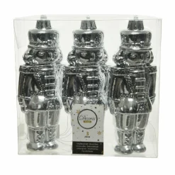 KAEMINGK Lot de 3 soldats Casse-noisette à suspendre (H14 cm) Gédéon Argent Clearance