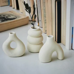 Atmosphera, cru017dateur d'intu017drieur Lot de 3 soliflores céramique (H9 cm) Iora Blanc Outlet