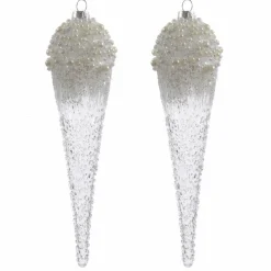 KAEMINGK Lot de 2 stalactites à suspendre (H24 cm) Cornet de glace Transparent Hot
