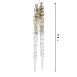KAEMINGK Lot de 2 stalactites à suspendre (H14 cm) Glace doré Transparent Discount