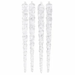 KAEMINGK Lot de 4 stalactites de Noël à suspendre (H15 cm) Brillent dans le noir Gris