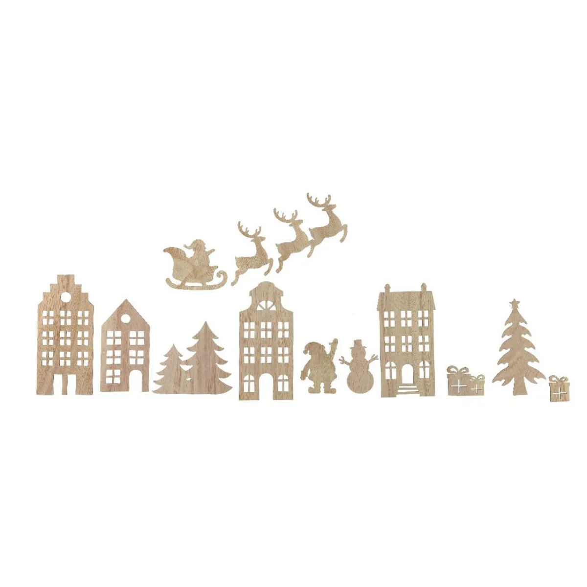 KAEMINGK Lot de 13 stickers de Noël pour fenêtre en bois Réveillon de Noël Naturel Clearance