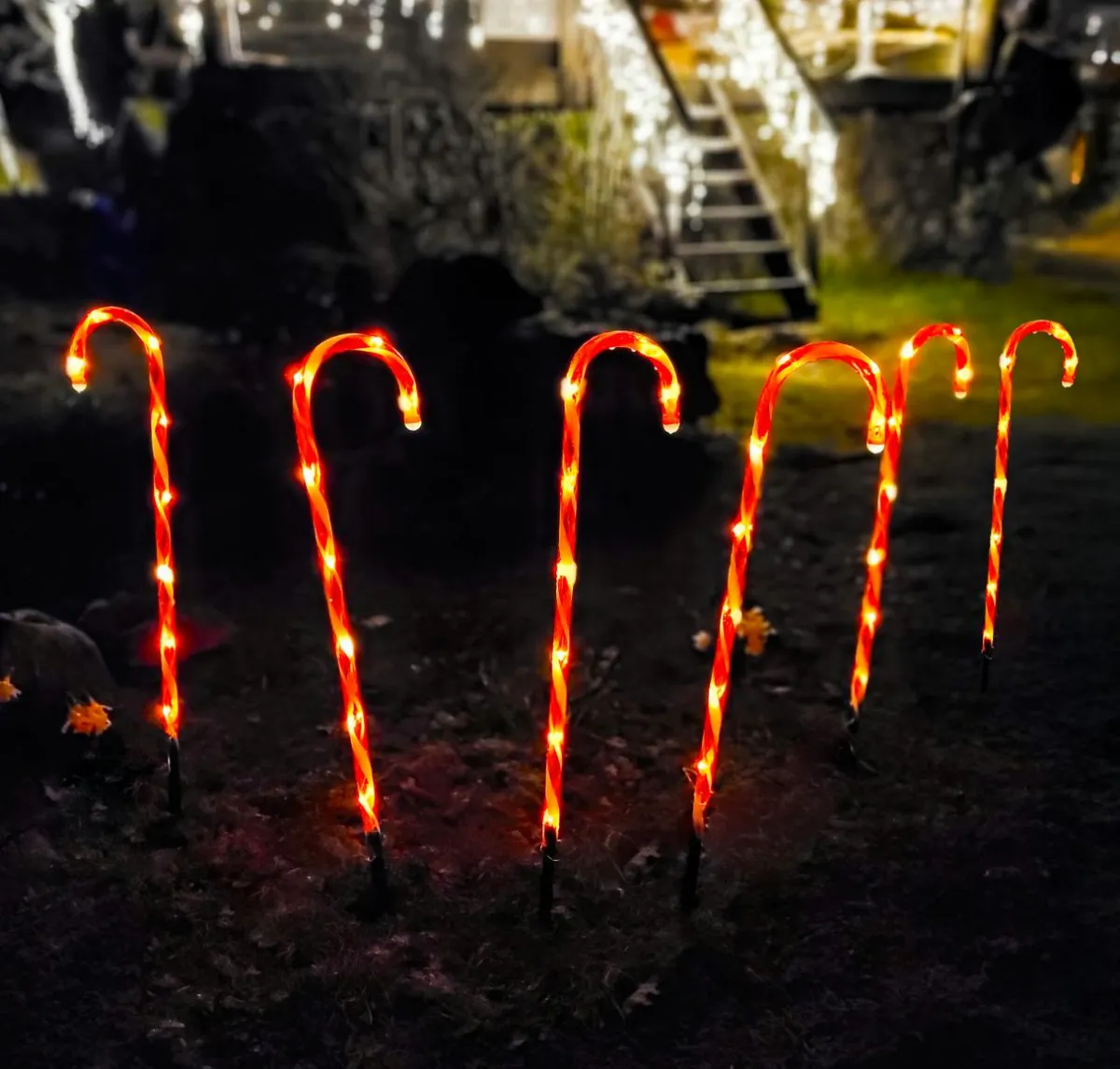 KOOPMAN Lot de 6 sucres d'orge lumineux à piles 42 LED (H47 cm) Candy Blanc chaud Online