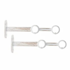 LUANCE Lot de 2 supports tringles doubles extensibles (L150 / D20) Jim Blanc et or Blanc irisé Best