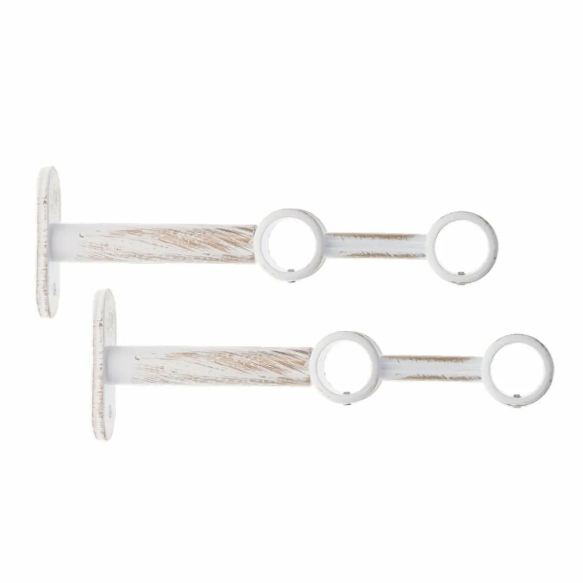 LUANCE Lot de 2 supports tringles doubles extensibles (L150 / D20) Jim Blanc et or Blanc irisé Best