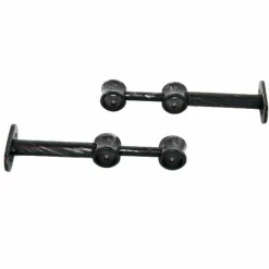 LUANCE Lot de 2 supports tringles doubles extensibles (L150 - 195 / D20) Jim patiné Noir New