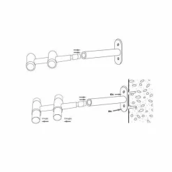 LUANCE Lot de 2 supports tringles doubles extensibles (L150 - 195 / D20) Jim patiné Noir New