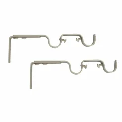 LUANCE Lot de 2 supports tringles doubles extensibles (L165 - L190/ D20 mm) Jim gouttière Argent Clearance