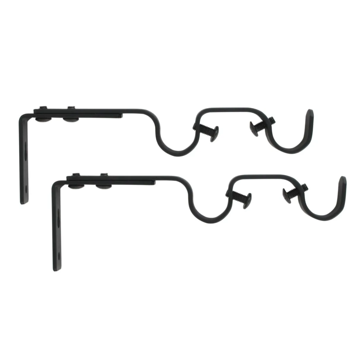 LUANCE Lot de 2 supports tringles doubles extensibles (L165 - L190 / D20 mm) Jim gouttière mat Noir