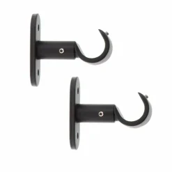 LUANCE Lot de 2 supports tringles fixes (L50 / D20 mm) Jim gouttière mat Noir Best