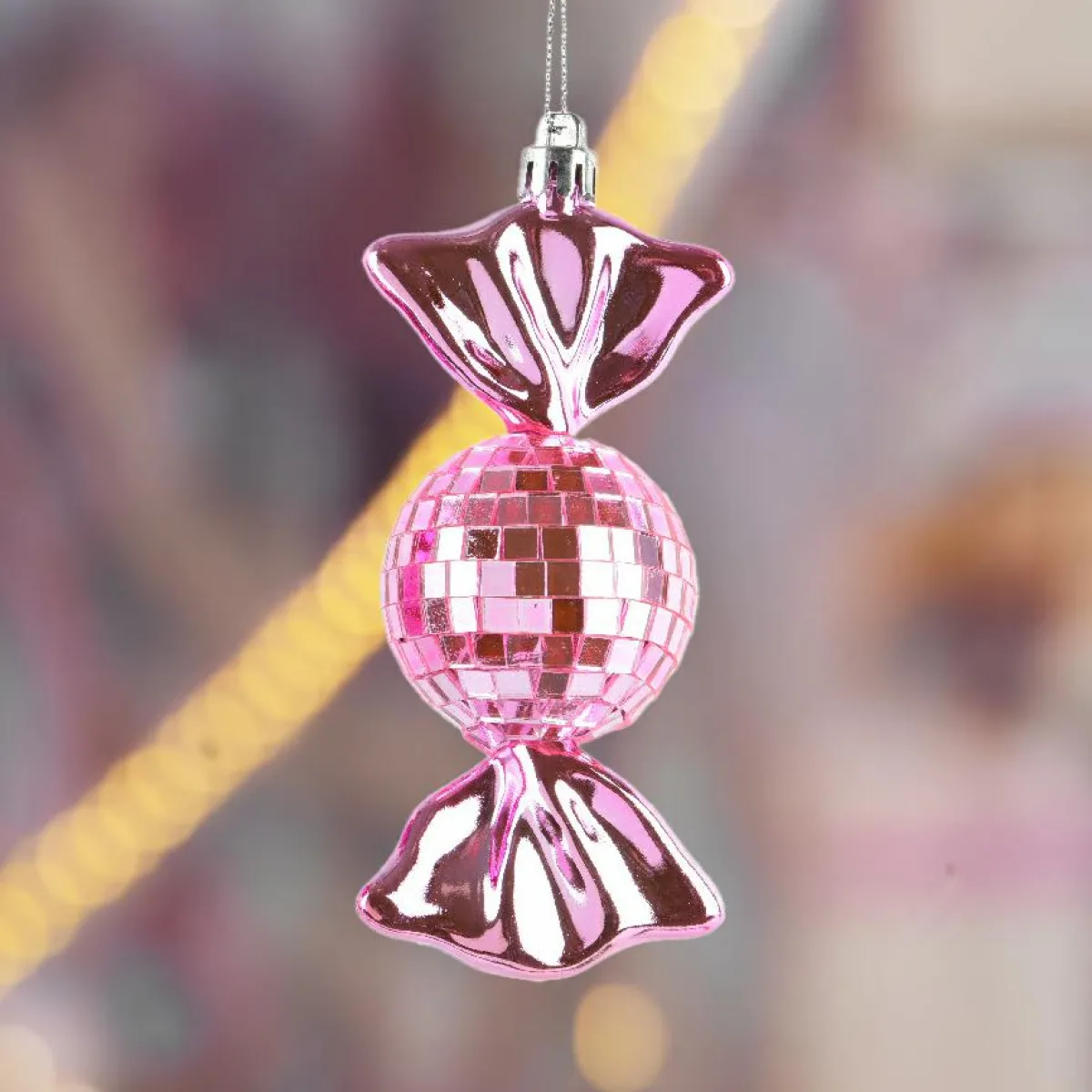 KAEMINGK Lot de 3 suspensions de Noël (H12 cm) Bonbons disco Rose Clearance