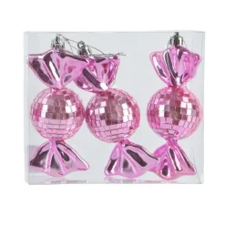 KAEMINGK Lot de 3 suspensions de Noël (H12 cm) Bonbons disco Rose Clearance