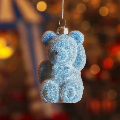 KAEMINGK Lot de 2 suspensions de Noël (H9 cm) Ourson en sucre Bleu
