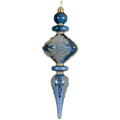 KAEMINGK Lot de 2 suspensions de Noël en verre (H24 cm) Reflet de Minuit Bleu Bleu nuit Sale