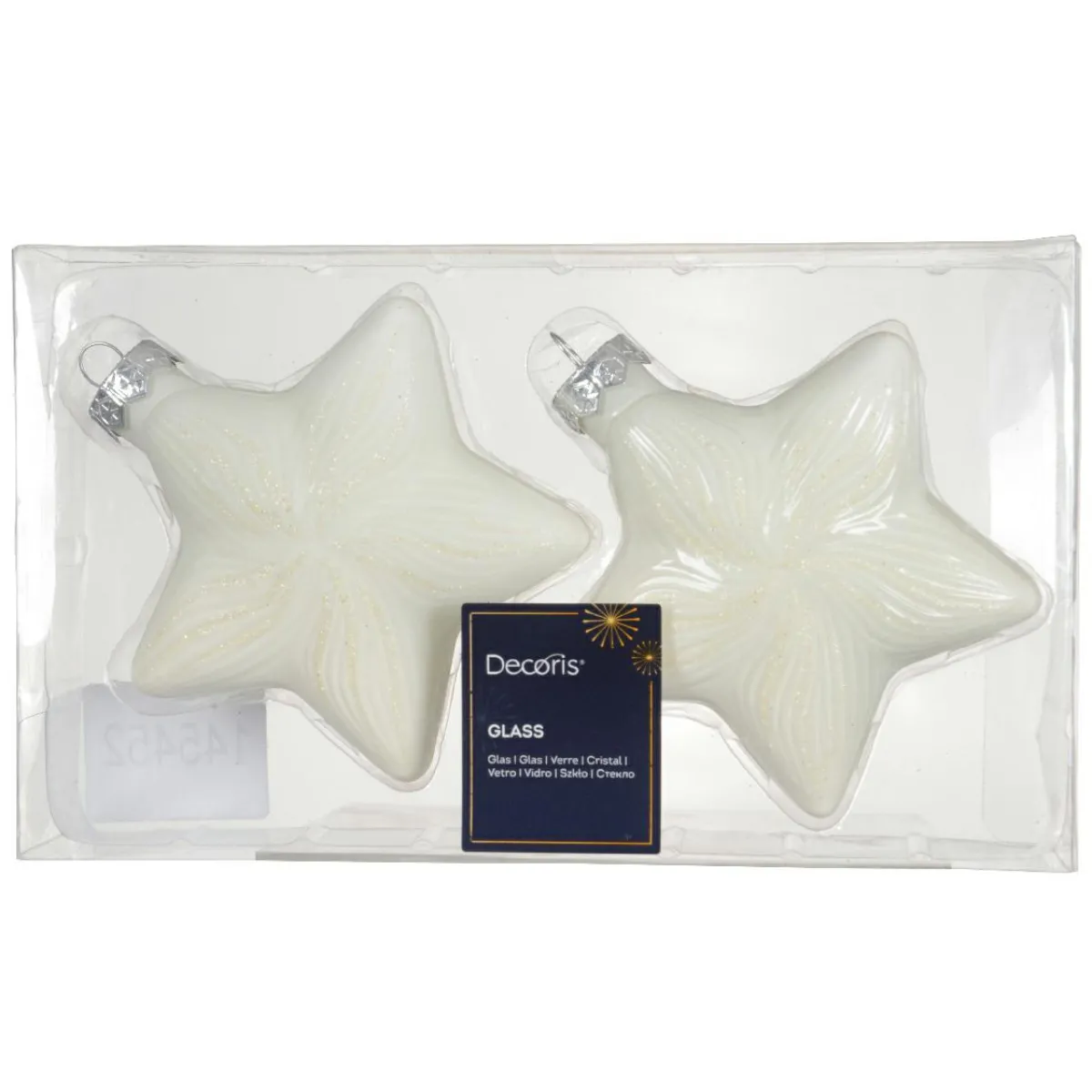 KAEMINGK Lot de 2 suspensions de Noël en verre (H10 cm) Étoiles Céleste Blanc laine Hot