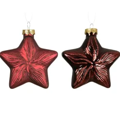 KAEMINGK Lot de 2 suspensions de Noël en verre (H10 cm) Étoiles Céleste Bordeaux Outlet