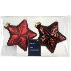 KAEMINGK Lot de 2 suspensions de Noël en verre (H10 cm) Étoiles Céleste Bordeaux Outlet