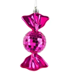 KAEMINGK Lot de 3 Suspensions de Noël en Mousse (H12 cm) Bonbons Disco Rose fushia Fuchsia Clearance