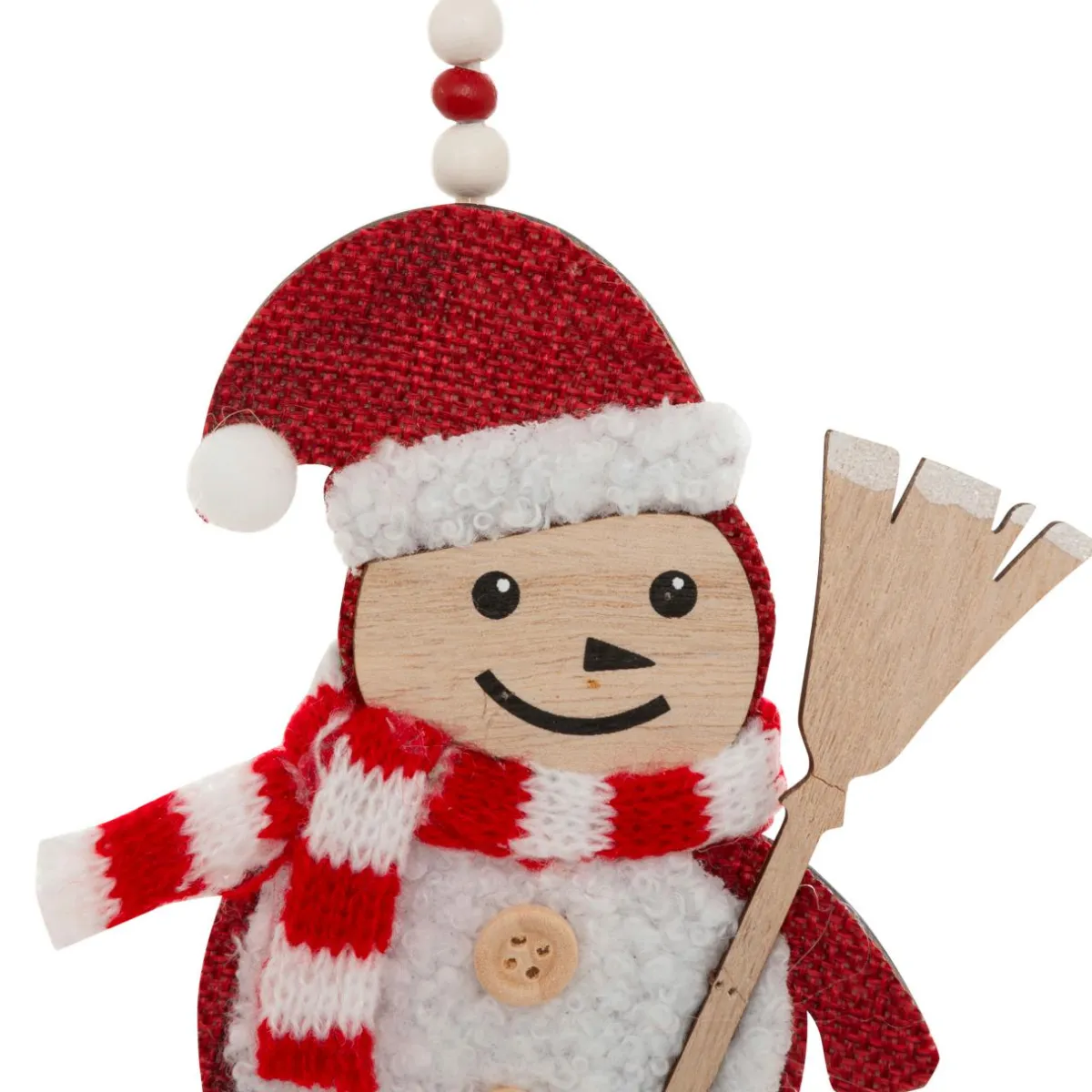 JJA Lot de 2 suspensions en bois (H12 cm) Balais de Noël et Rouge Naturel Hot