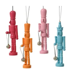 KAEMINGK Lot de 4 suspensions en bois (H13 cm) Casse-noisette Multicolore Discount